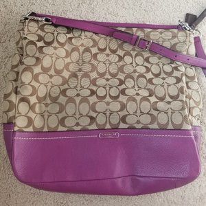 Large Vintage tan Coach monogram cross-body bag